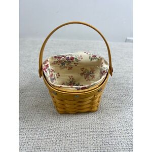 Longaberger 2001 Heart Basket Handwoven Floral Liner Plastic Protector 5.5in